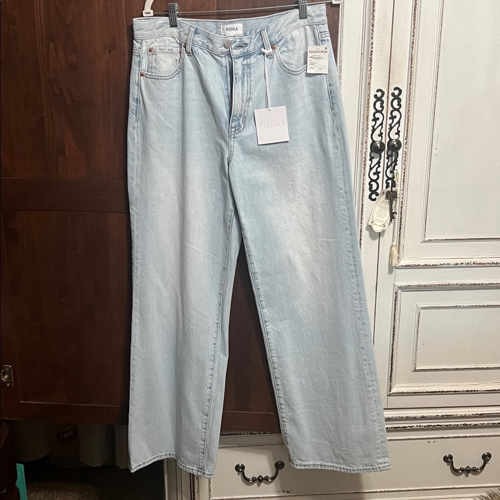 pistola Light Blue Straight Leg High-Rise Jeans - Picture 3 of 7